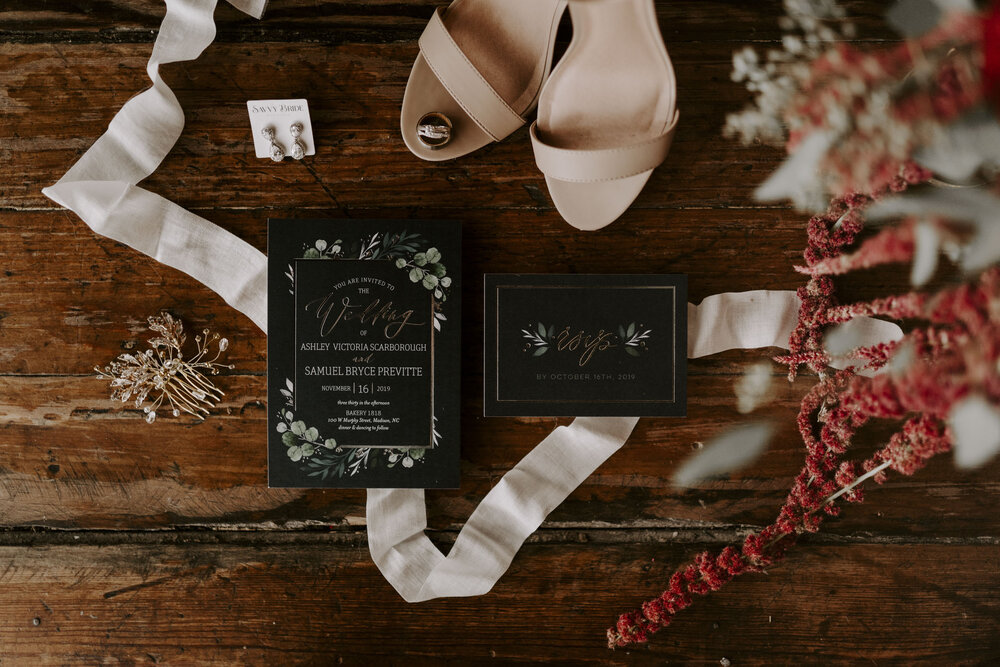 Rustic and moody Winston-Salem Wedding Day details