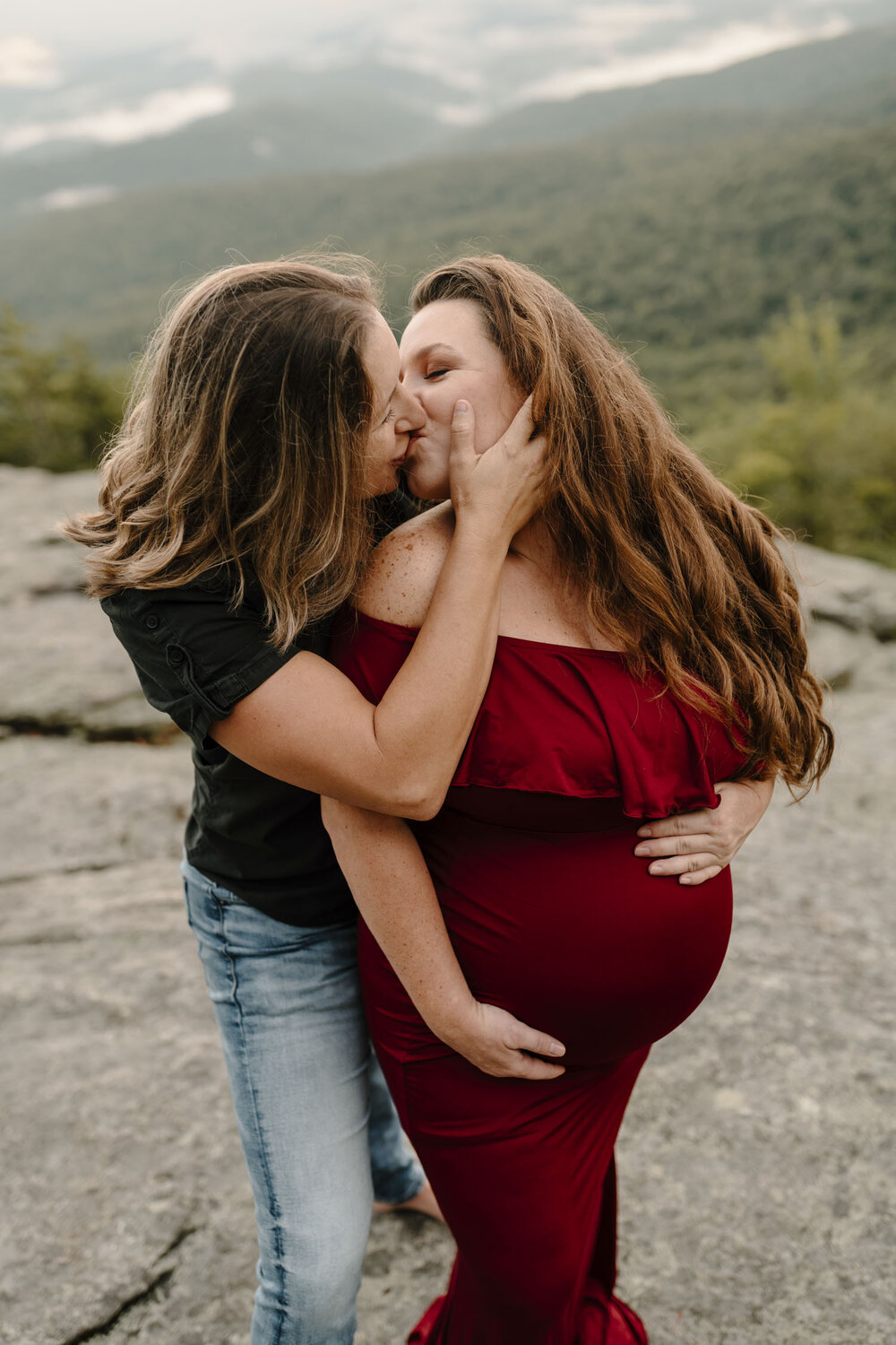 Same-Sex Adventurous Mountain Maternity Session in Asheville Boone, NC by Kayli LaFon Photography
