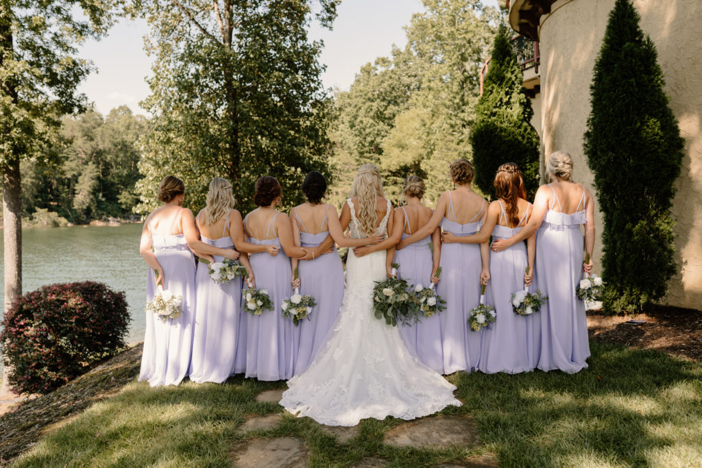 Romantic bride and bridesmaids portraits at Bella Collina Mansion | Greensboro North Carolina Wedding by Kayli LaFon Photography