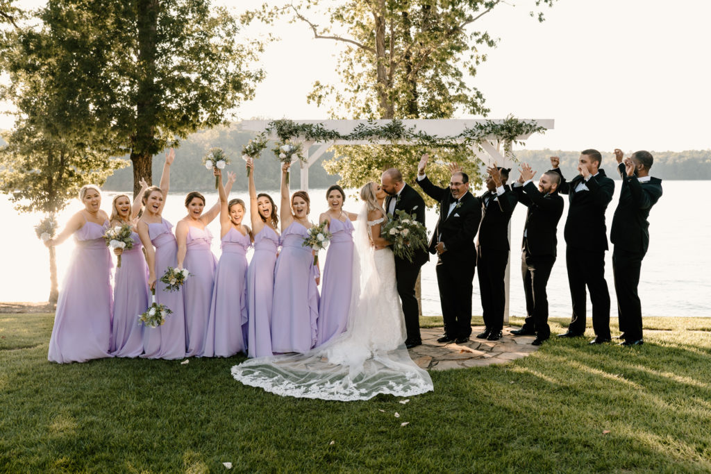 Fun full wedding party portrait at Bella Collina in Greensboro North Carolina | by Kayli LaFon Photography