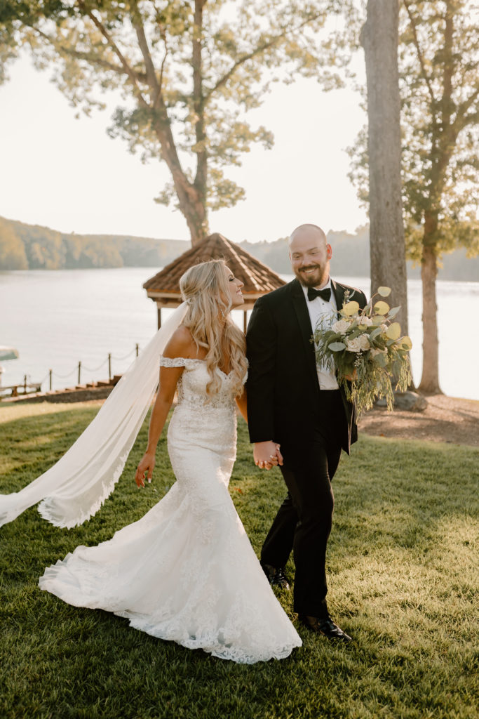 Golden hour glow during newlywed portraits, Greensboro North Carolina wedding by Kayli LaFon Photography