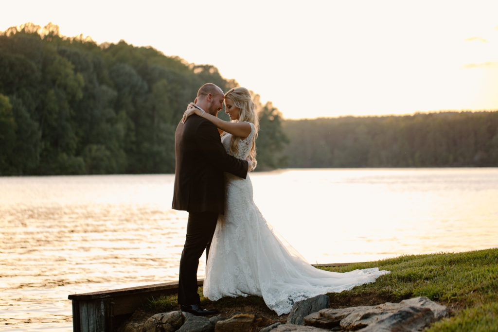 Lakefront Bride and Groom Portraits by Kayli LaFon Photography | Greensboro North Carolina Wedding