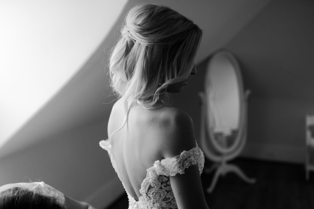 Black and white detail shot of bride getting ready by Kayli LaFon Photography