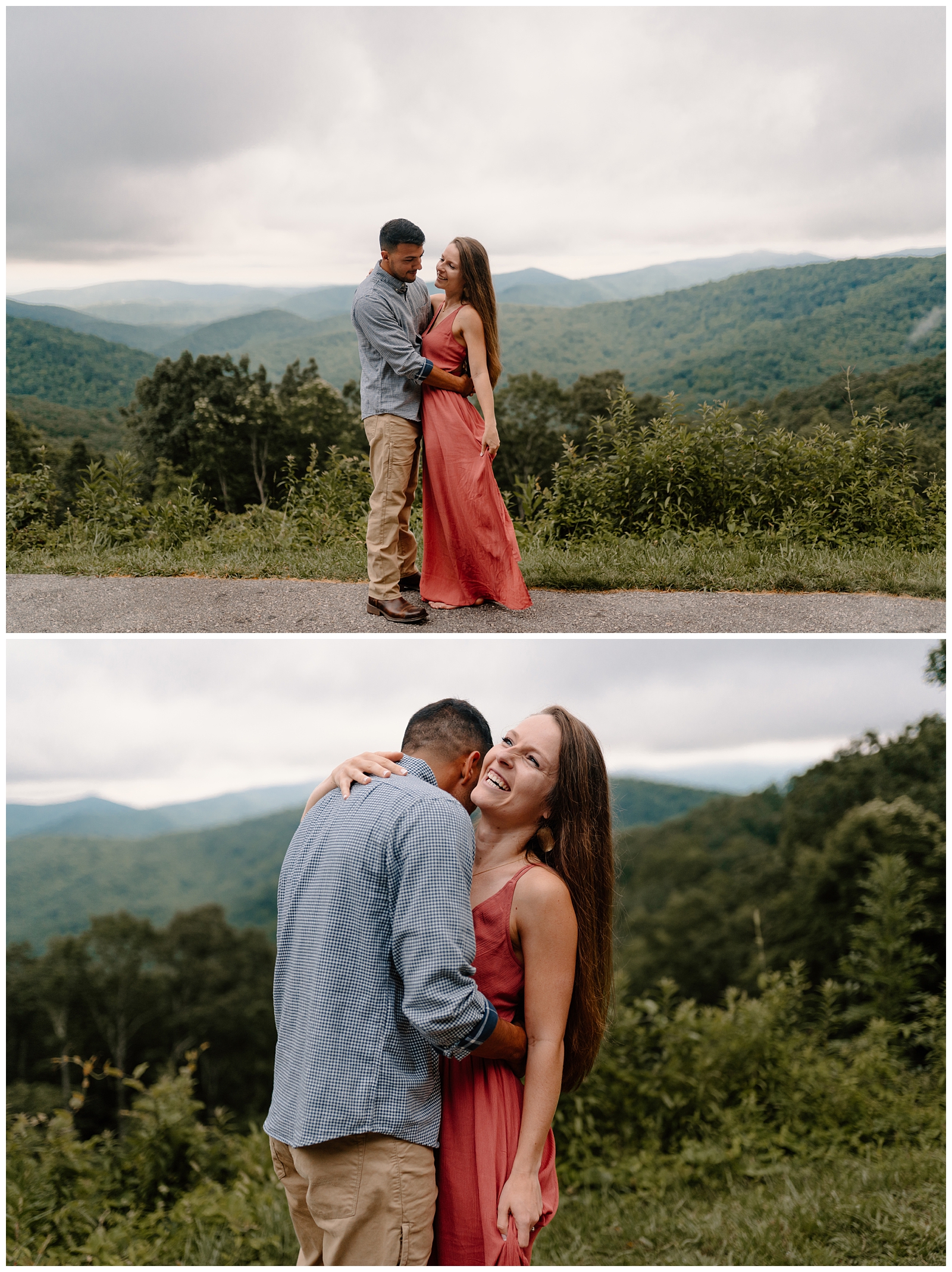 Asheville engagement session with mountain views from the Blue Ridge Parkway