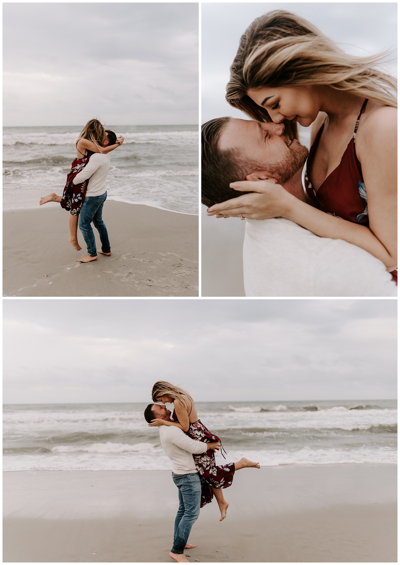 Engagement session photos at the beach in Wilmington, NC