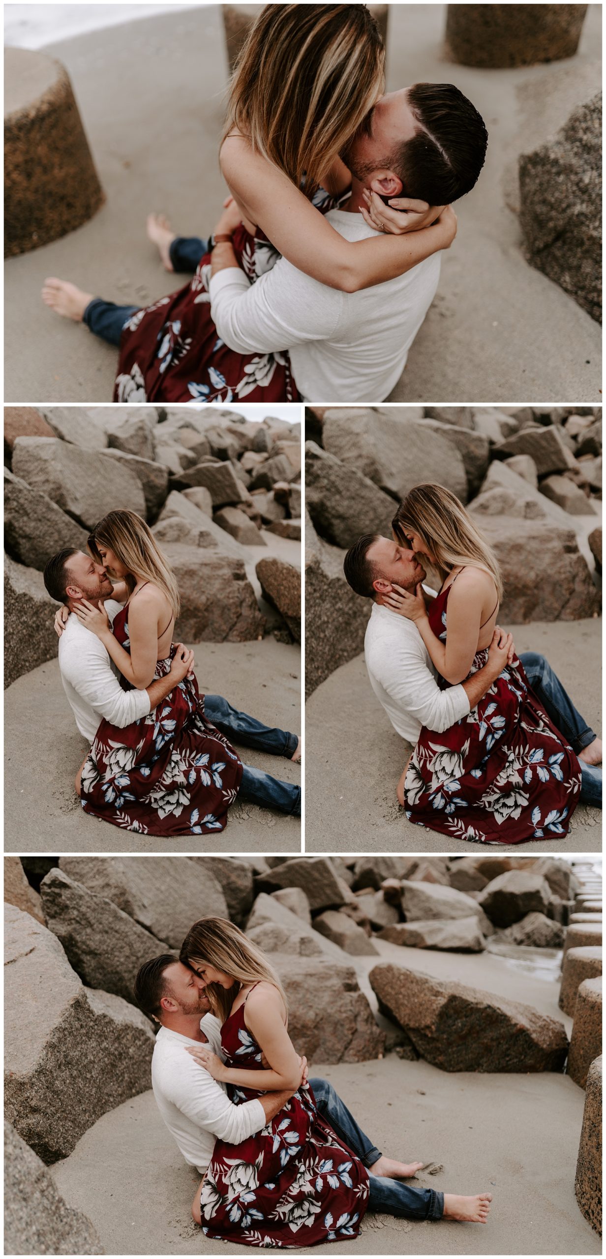 Intimate engagement session on the beach in North Carolina