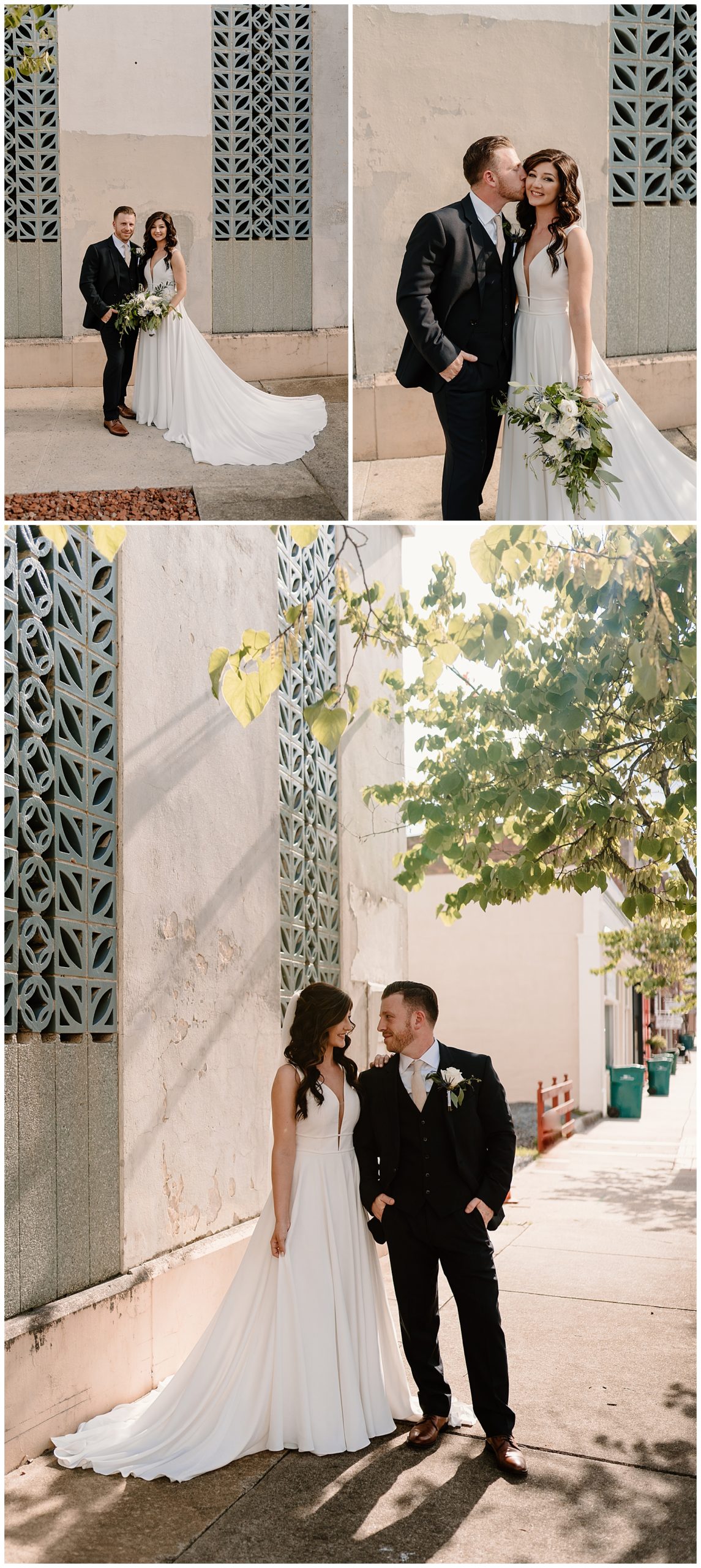 Newlywed portraits in downtown Madison, NC