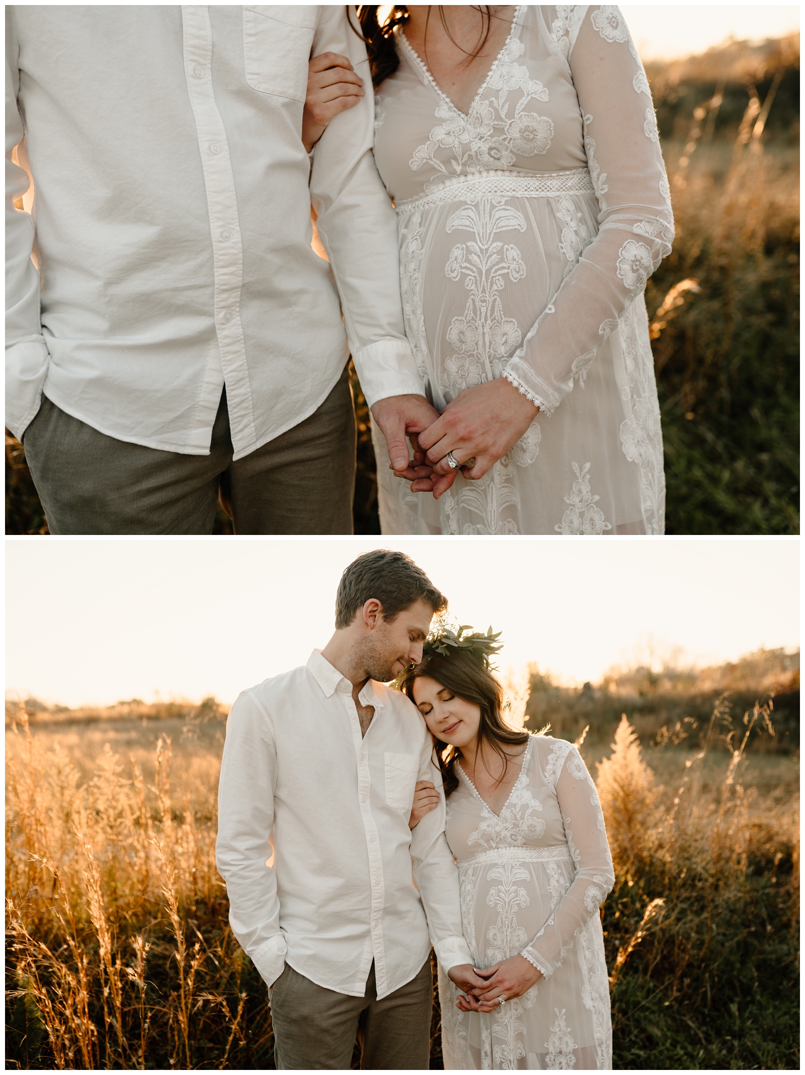 Soft romantic golden hour maternity session in Kernersville by Winston-Salem NC photographer