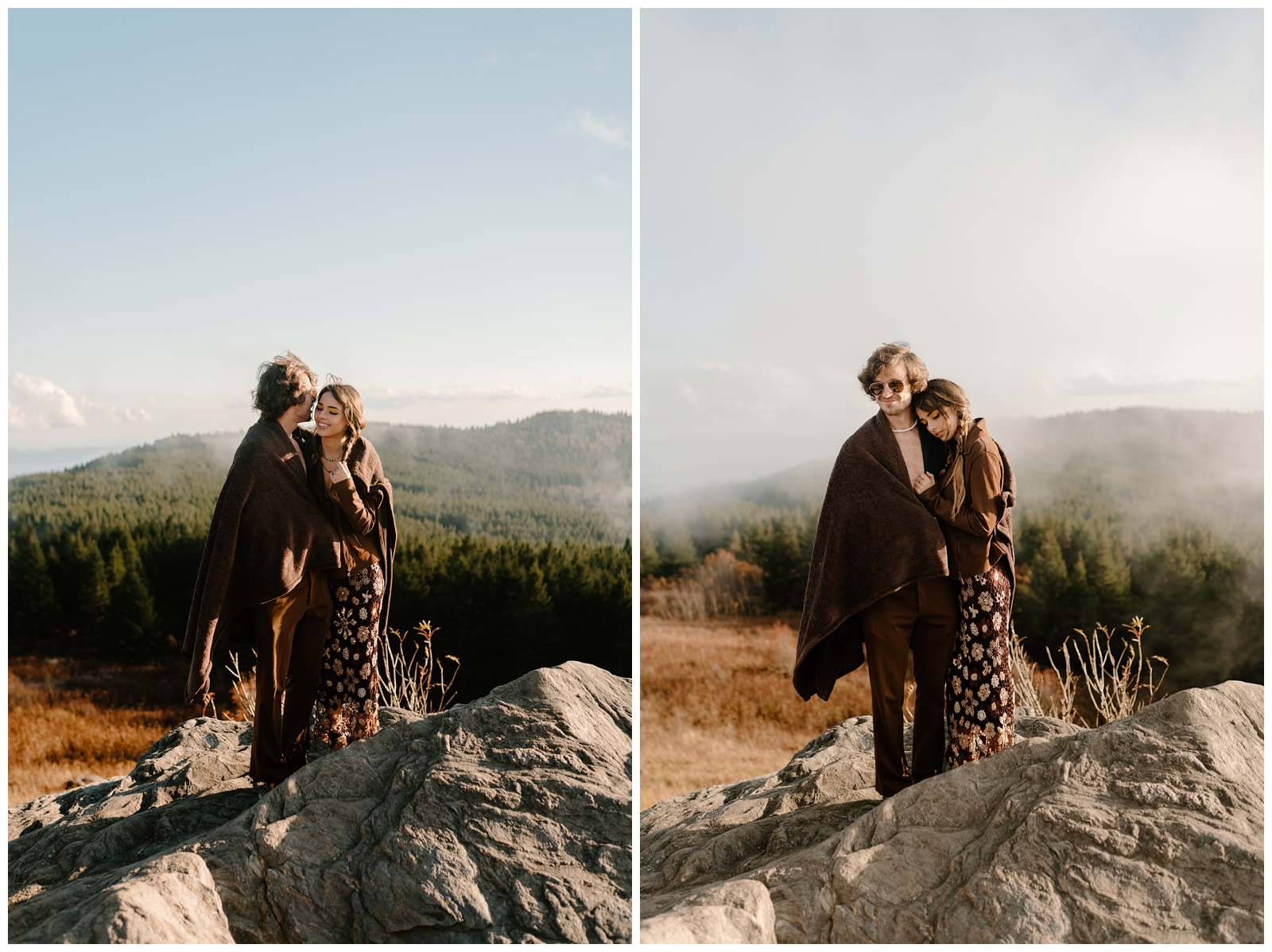 cold but cozy mountain engagement session along the blue ridge parkway by North Carolina destination photographer