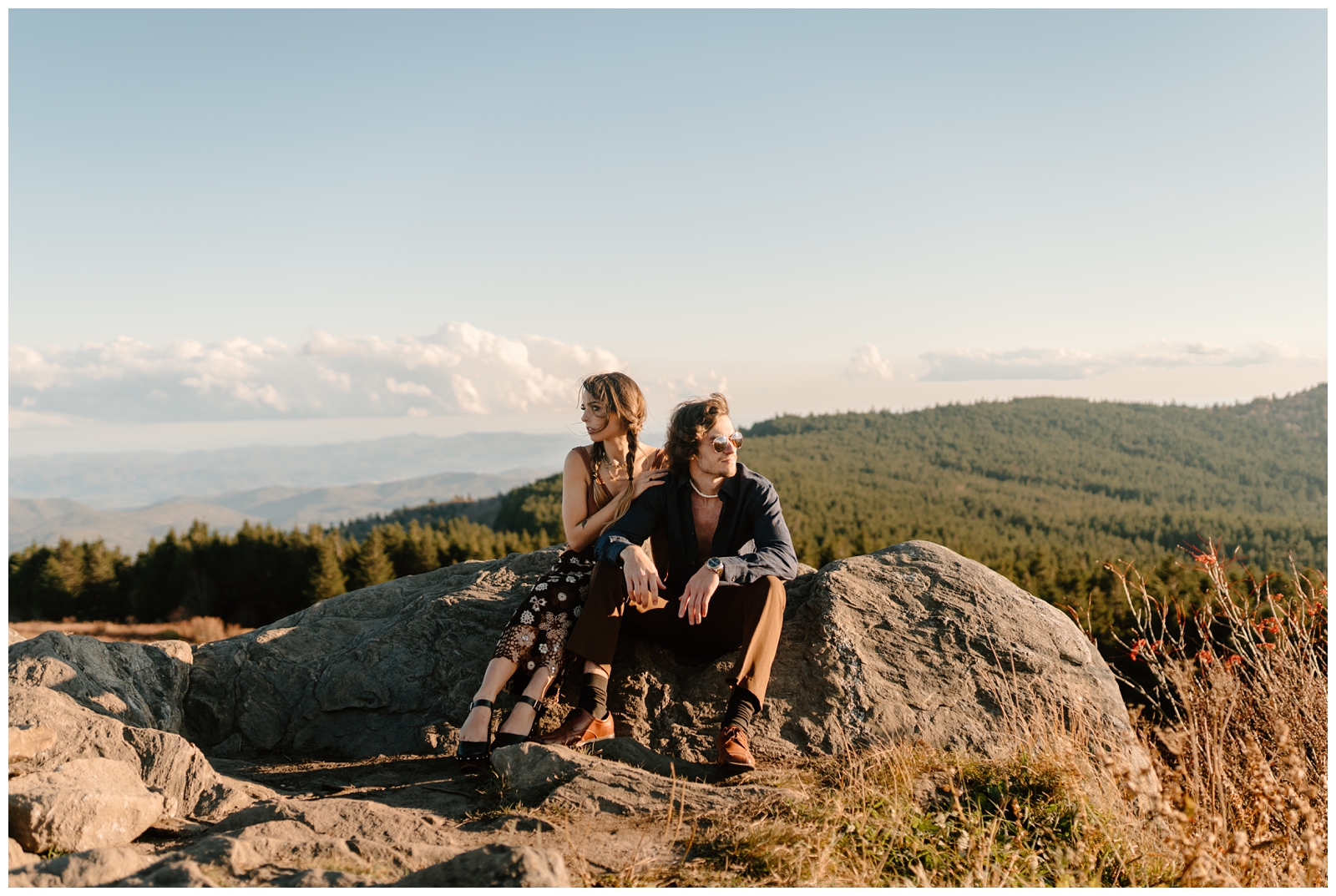 Retro Mountain Engagement Session in Asheville, NC by Destination wedding & elopement photographer