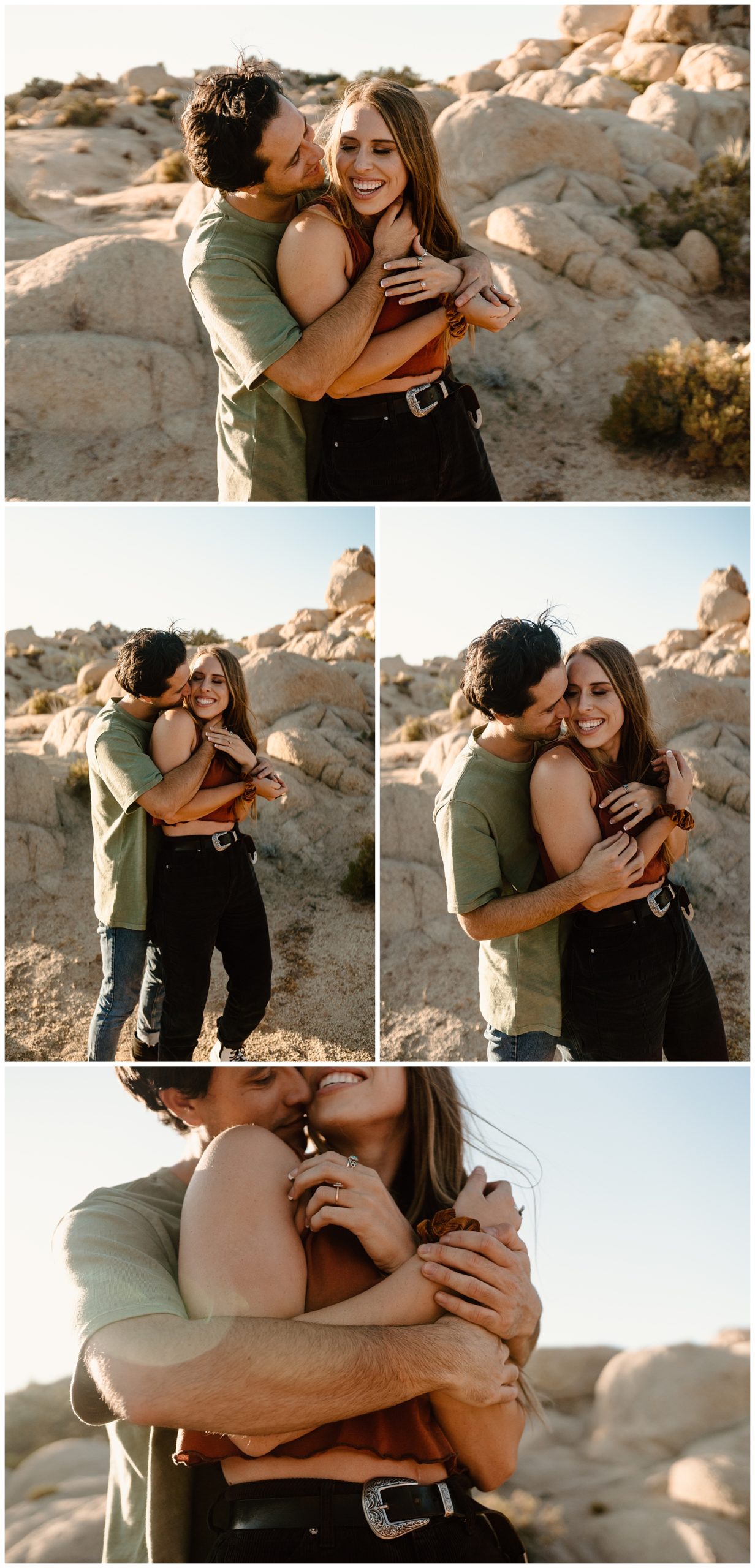 Cozy up at this desert couple's session in the Joshua Tree area of SoCal by destination elopement photographer