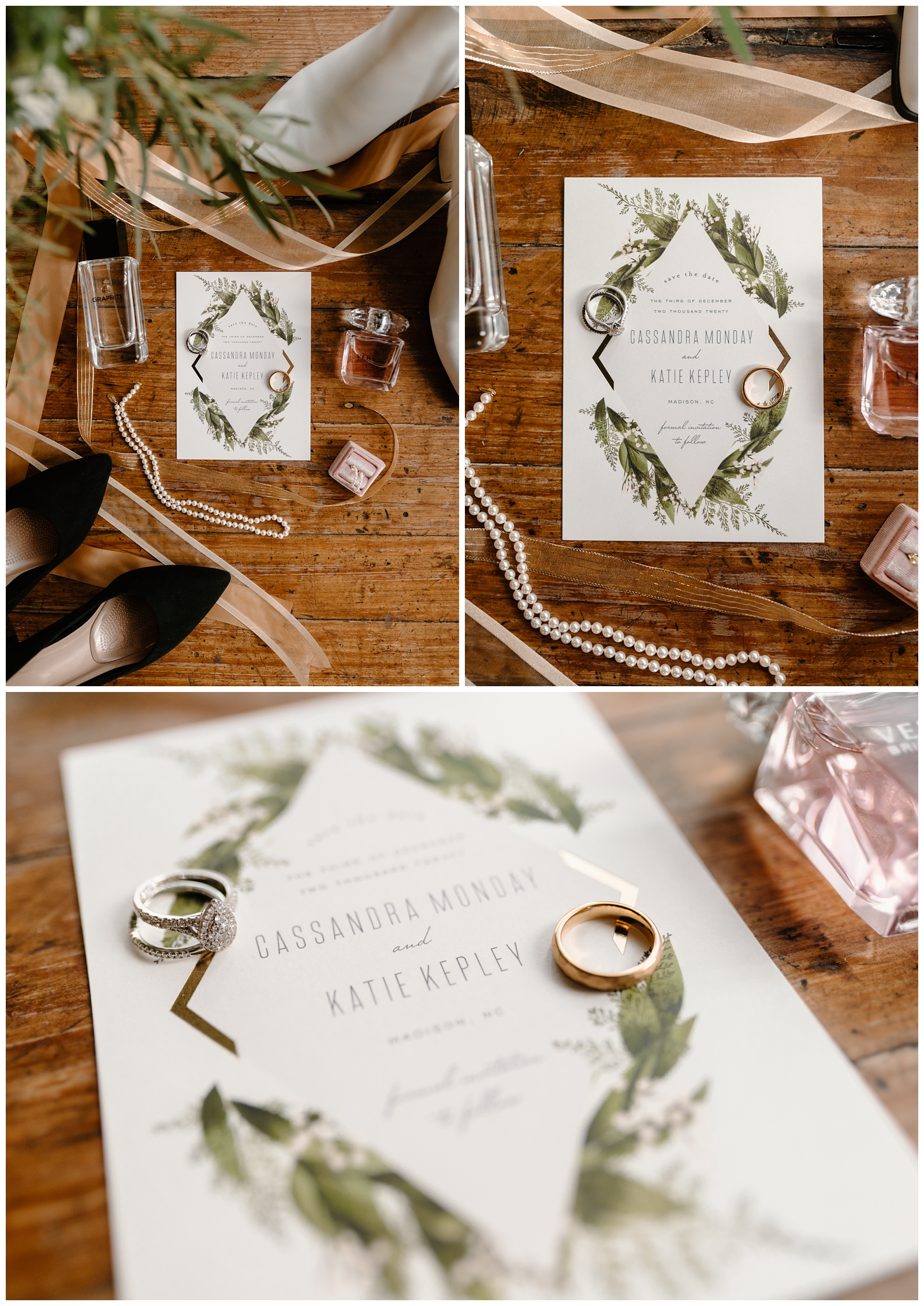 Beautiful details of intimate and cozy same-sex winter wedding by Winston-Salem NC photographer
