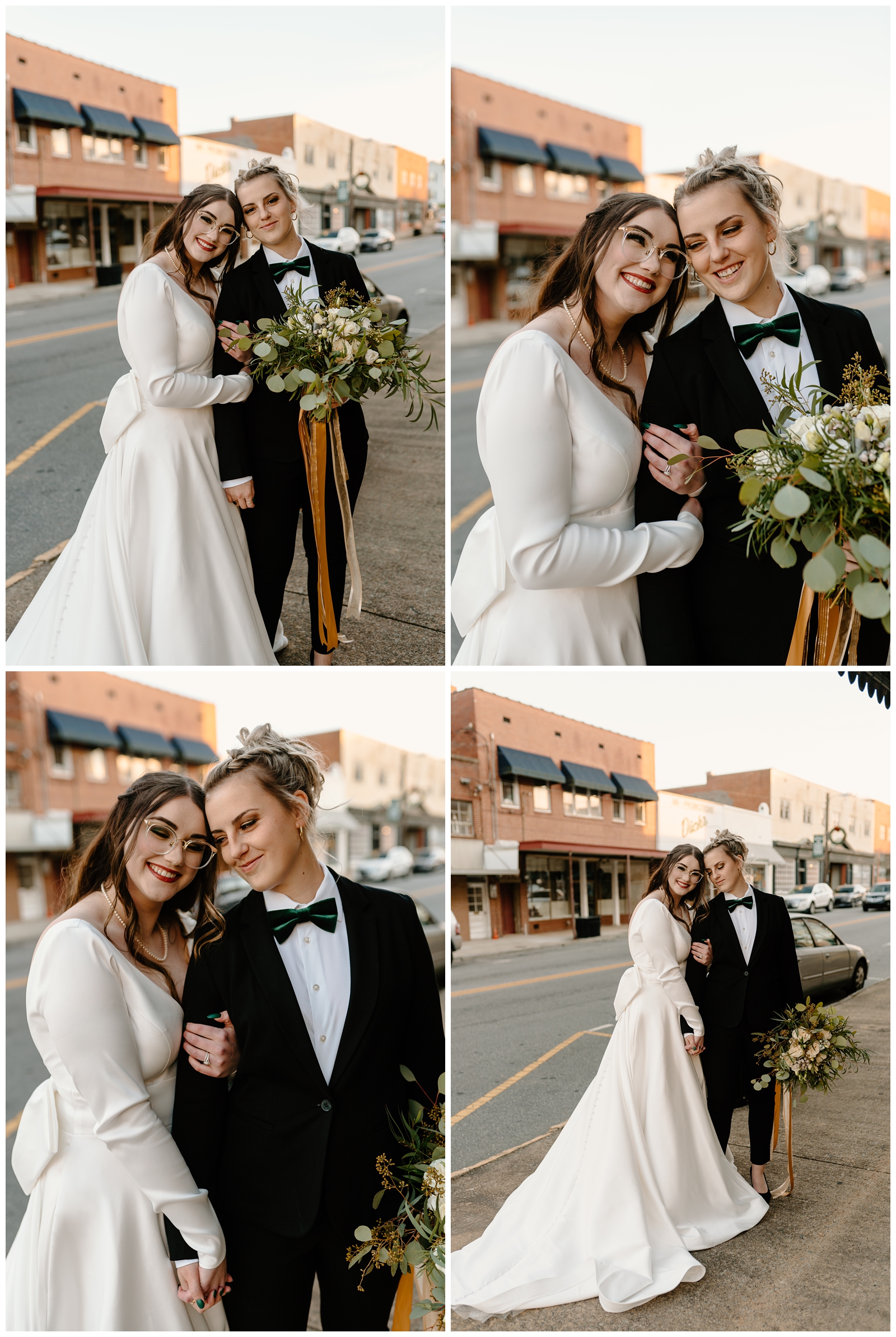 Adorably cozy portraits of newlywed wives on their elopement day by Greensboro NC photographer