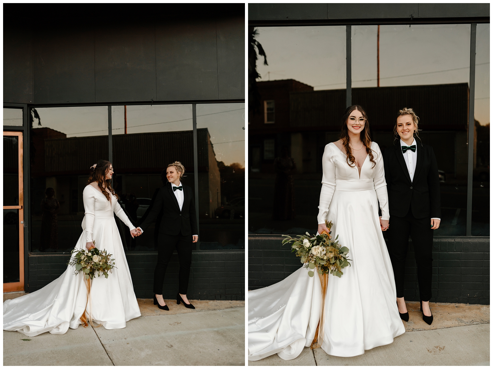 Modern wedding portraits of same-sex couple in Madison, NC by Greensboro elopement photographer