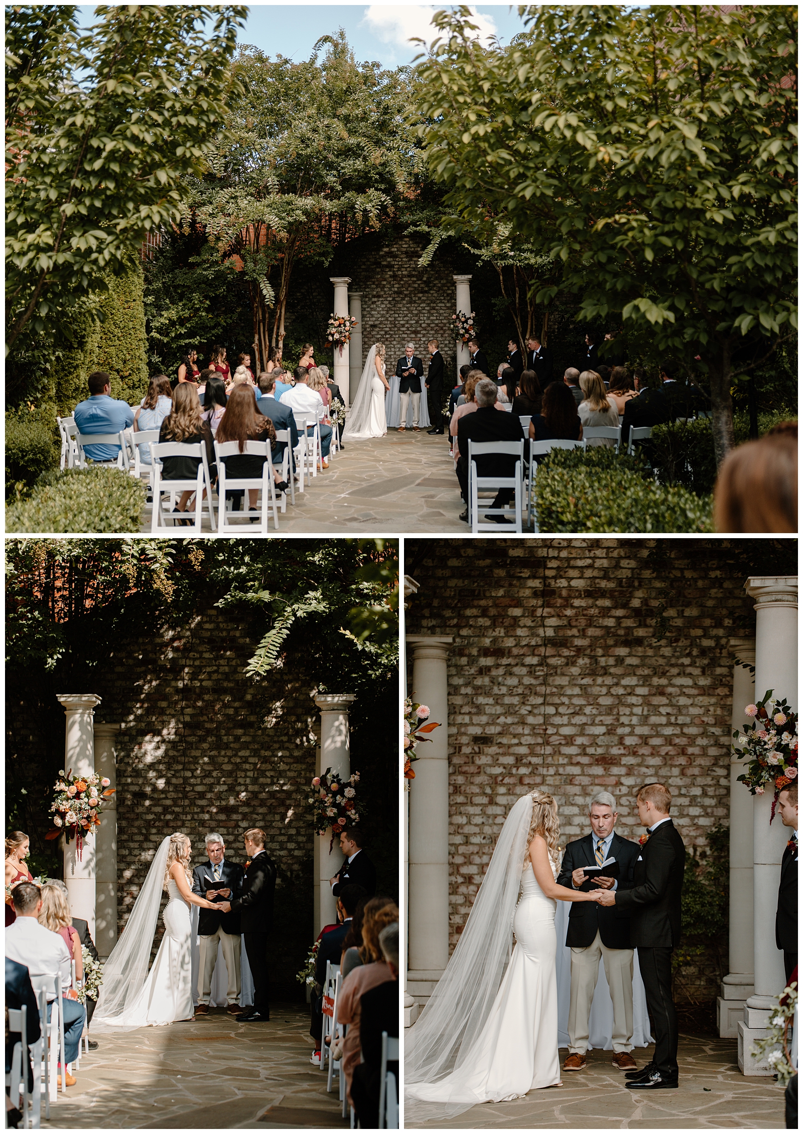Outdoor wedding ceremony at Greensboro NC's historic Revolution Mill