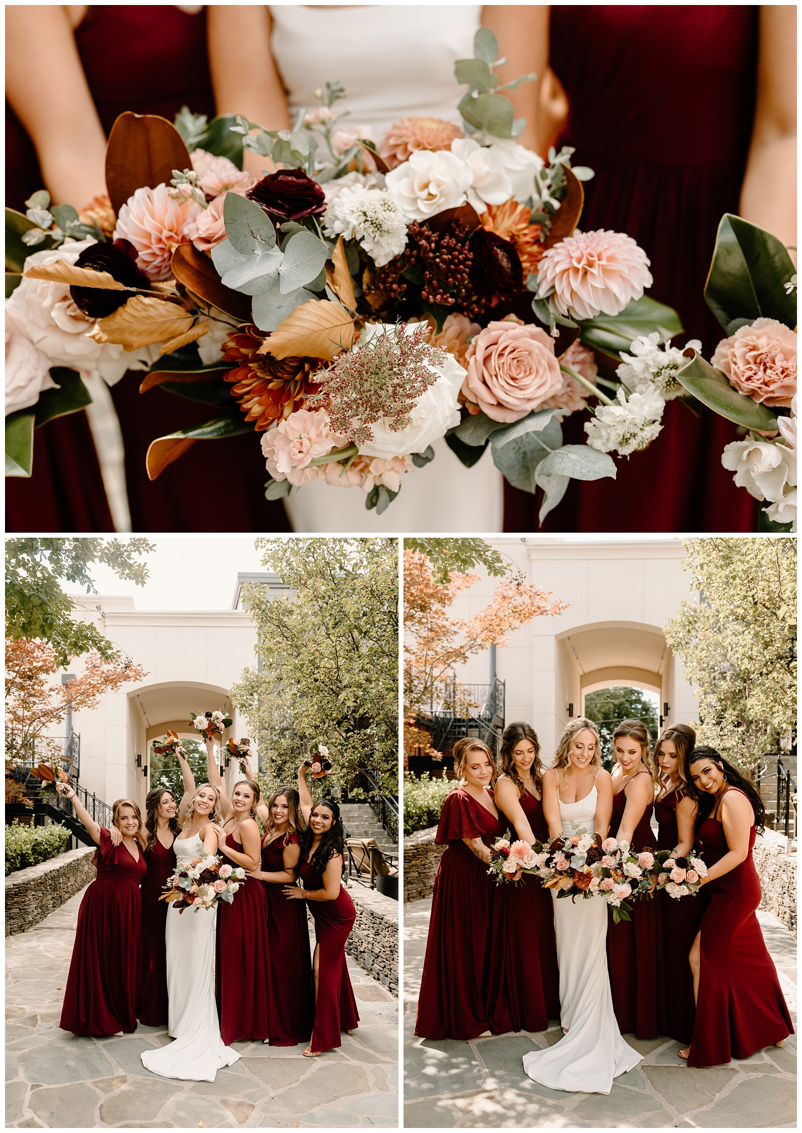 Fun fall portraits with bridesmaids at Revolution Mill