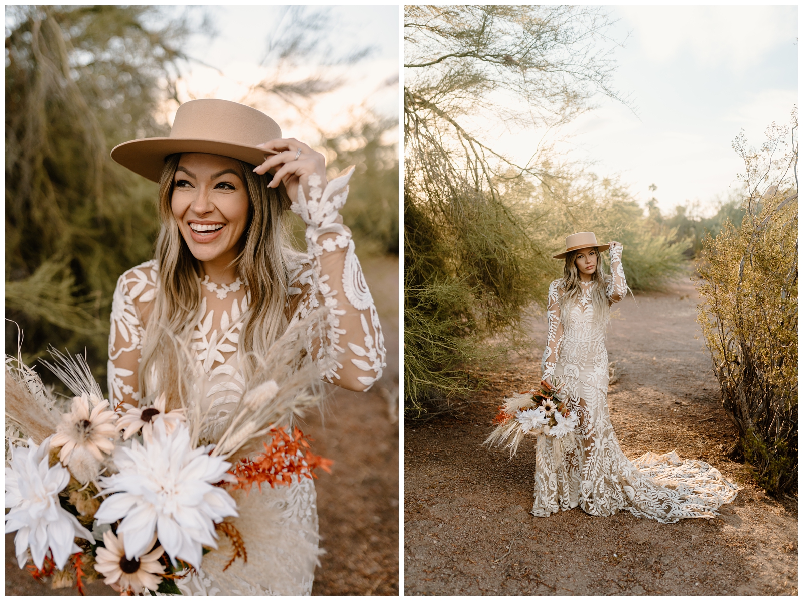 Boho bride in Phoenix AZ by destination elopement photographer