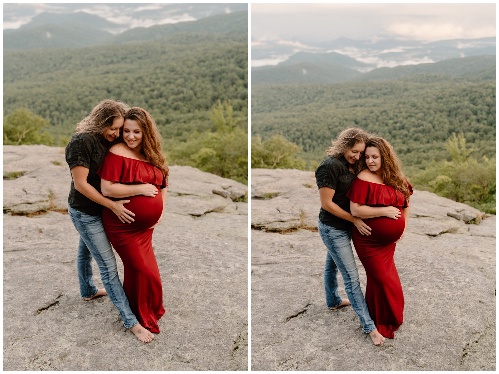 Beautiful same-sex maternity session in the mountains by North Carolina photographer