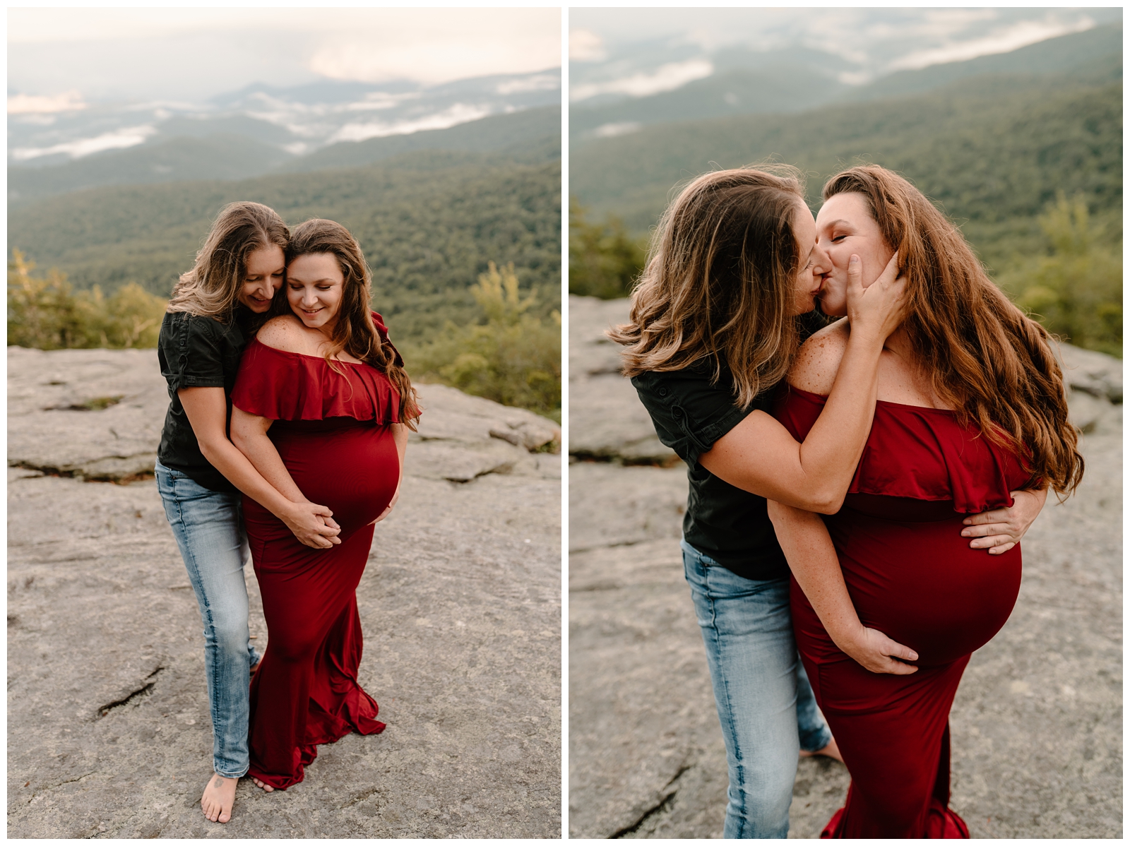 Magical lgbtq+ maternity session in Boone with mountain views by North Carolina adventurous photographer