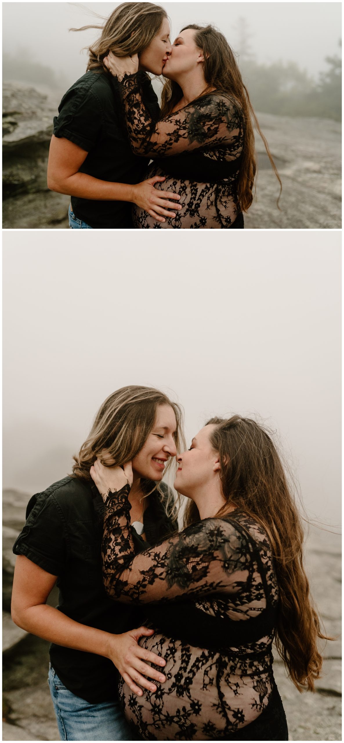 Moody and foggy maternity session in Boone by NC photographer