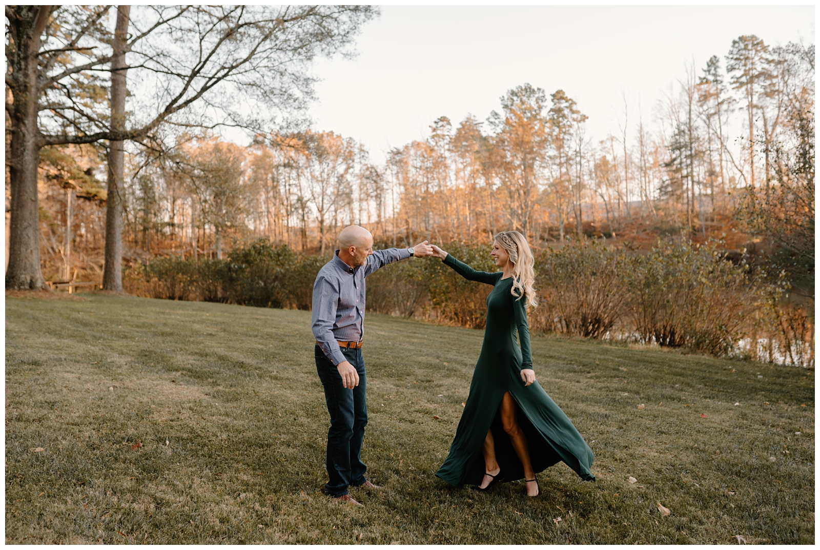 Fun and carefree engagement session in Greensboro NC by North Carolina wedding photographer