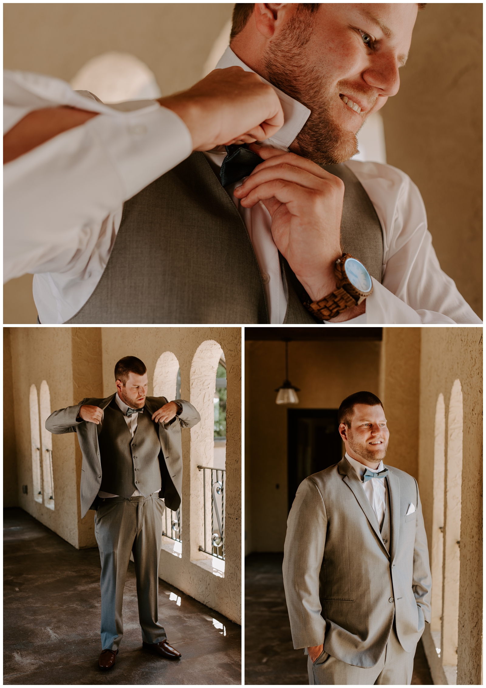 Groom getting ready at Bella Collina for their southern lakeside wedding day - by North Carolina photographer