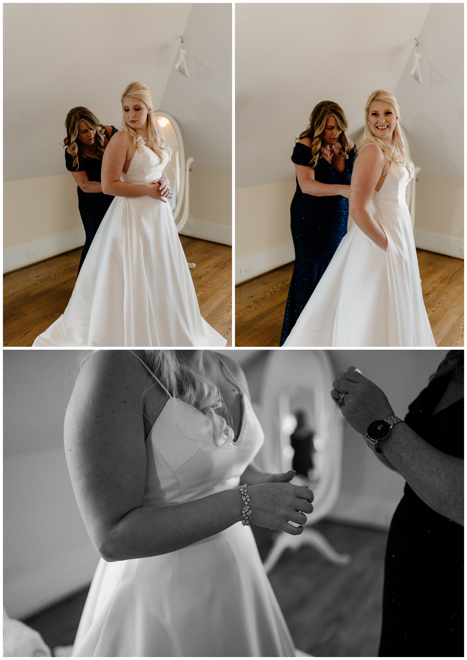 Beautiful southern bride getting ready at lakeside venue by NC wedding photographer