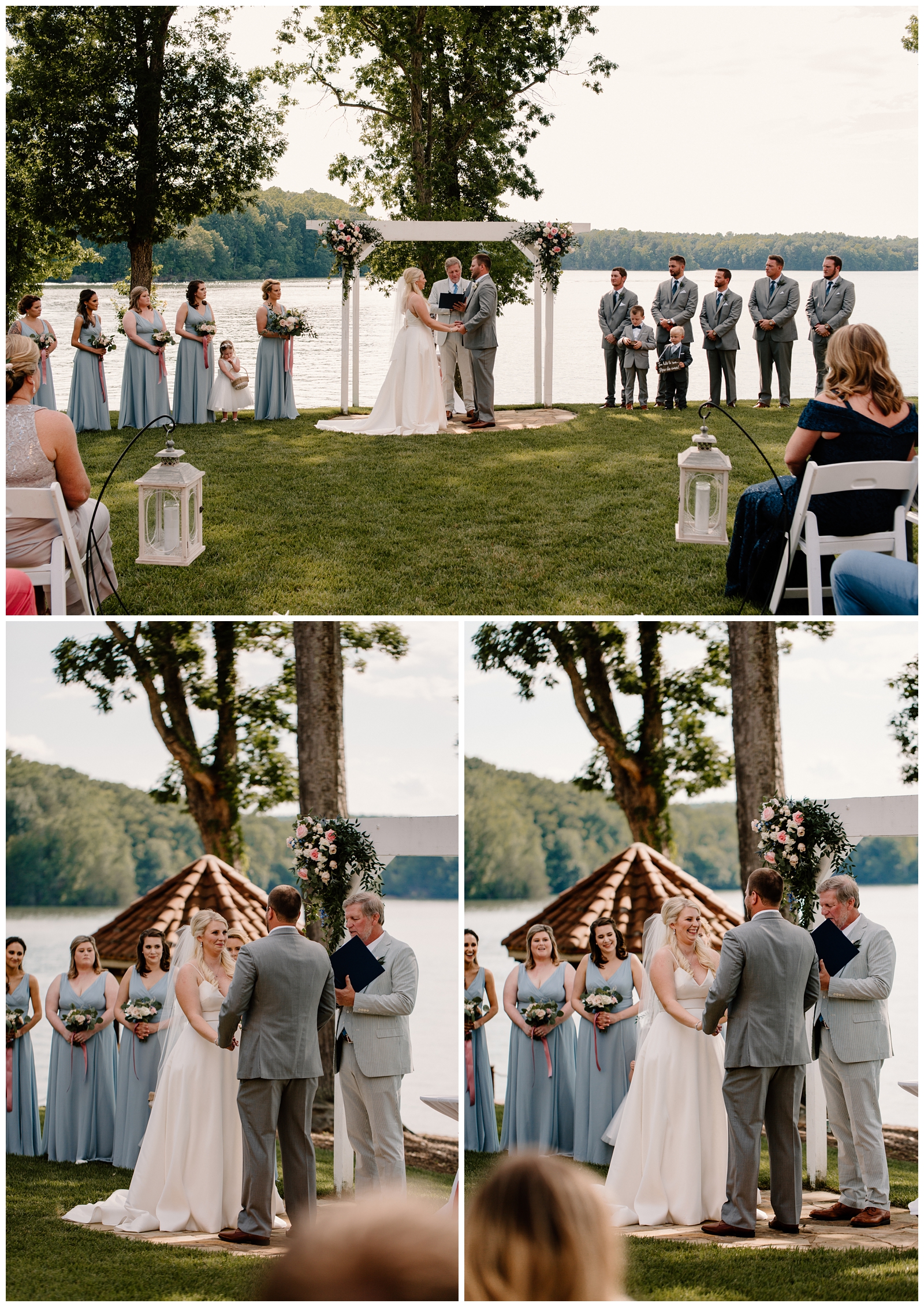 Southern lakeside wedding ceremony at Bella Collina by North Carolina photographer