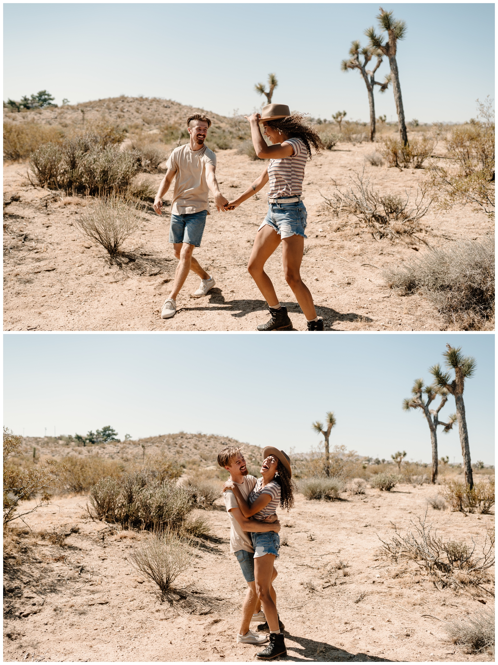 wild and carefree Joshua Tree couple session by California destination photographer