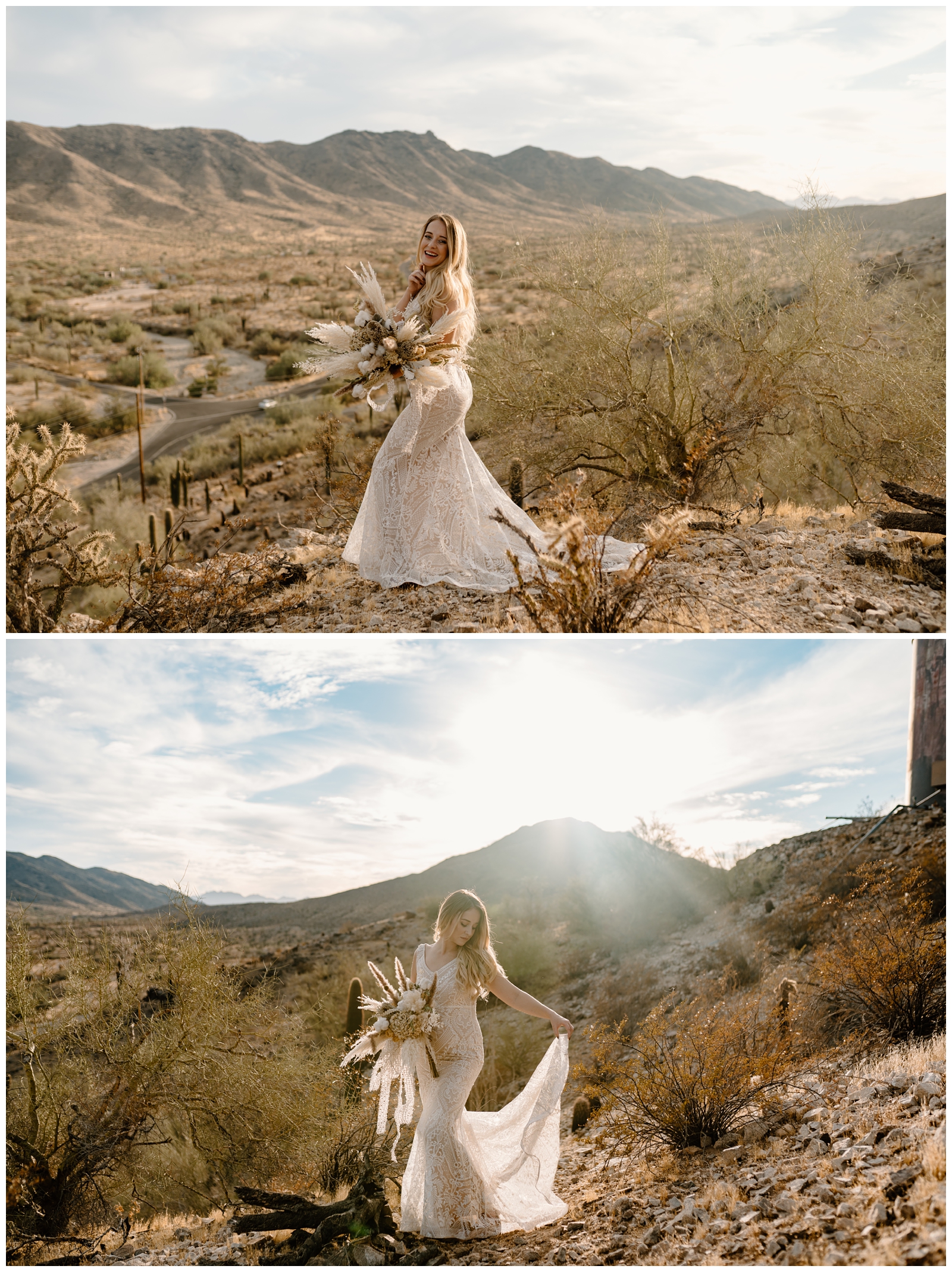 Adventurous desert bridal session outside of Phoenix, Arizona by destination wedding photographer