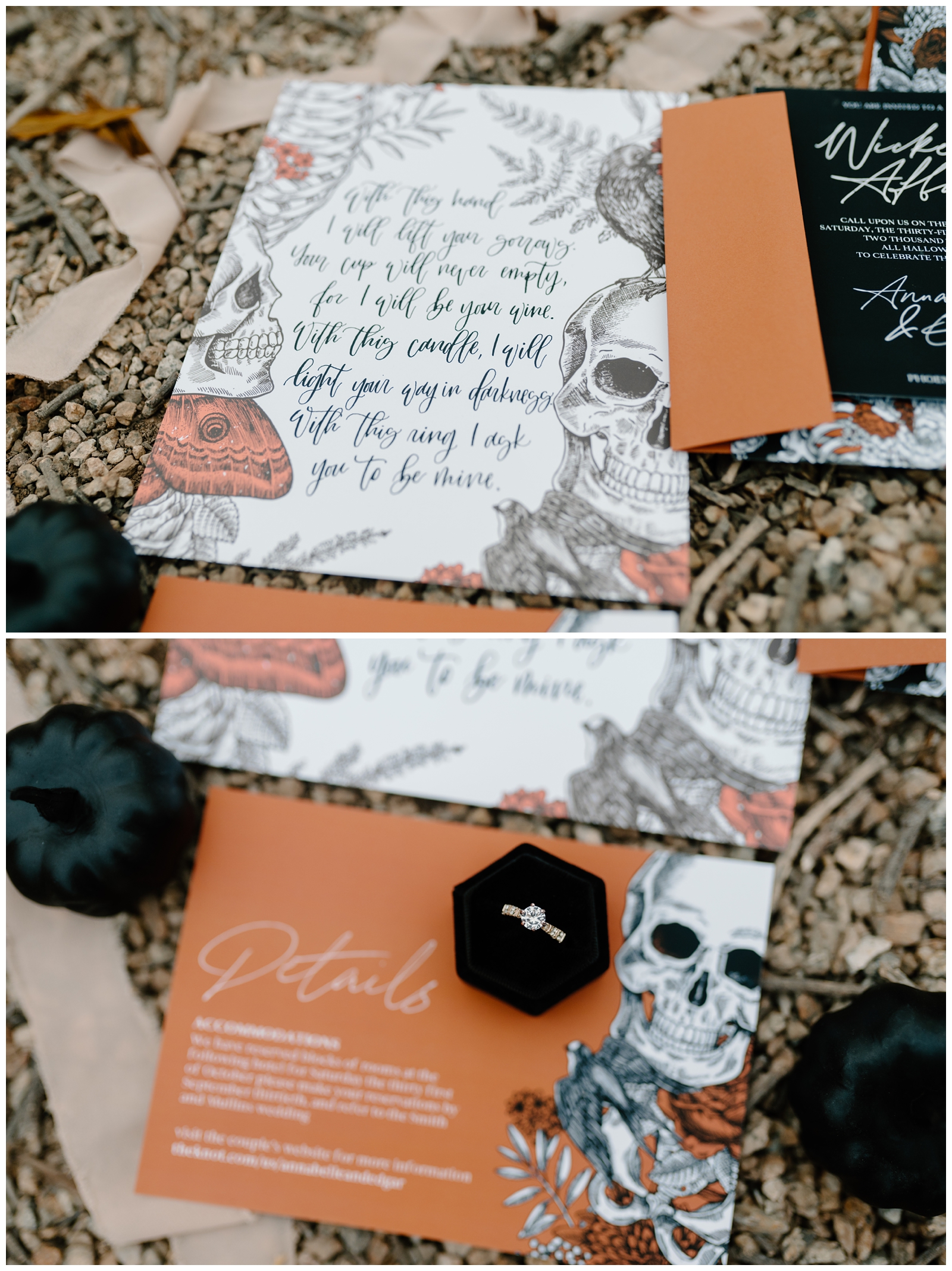 Cool and spooky wedding details for Phoenix Halloween elopement in Arizona