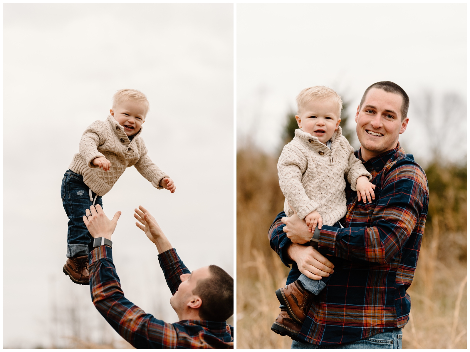 Fun daddy and me photos at fall family session in Kernersville by North Carolina photographer