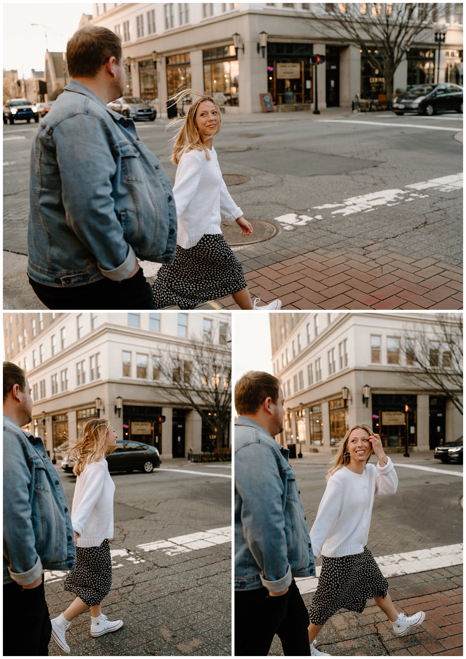 Classy windy city engagement photos in downtown Winston-Salem, NC by Greensboro wedding and elopement photographer