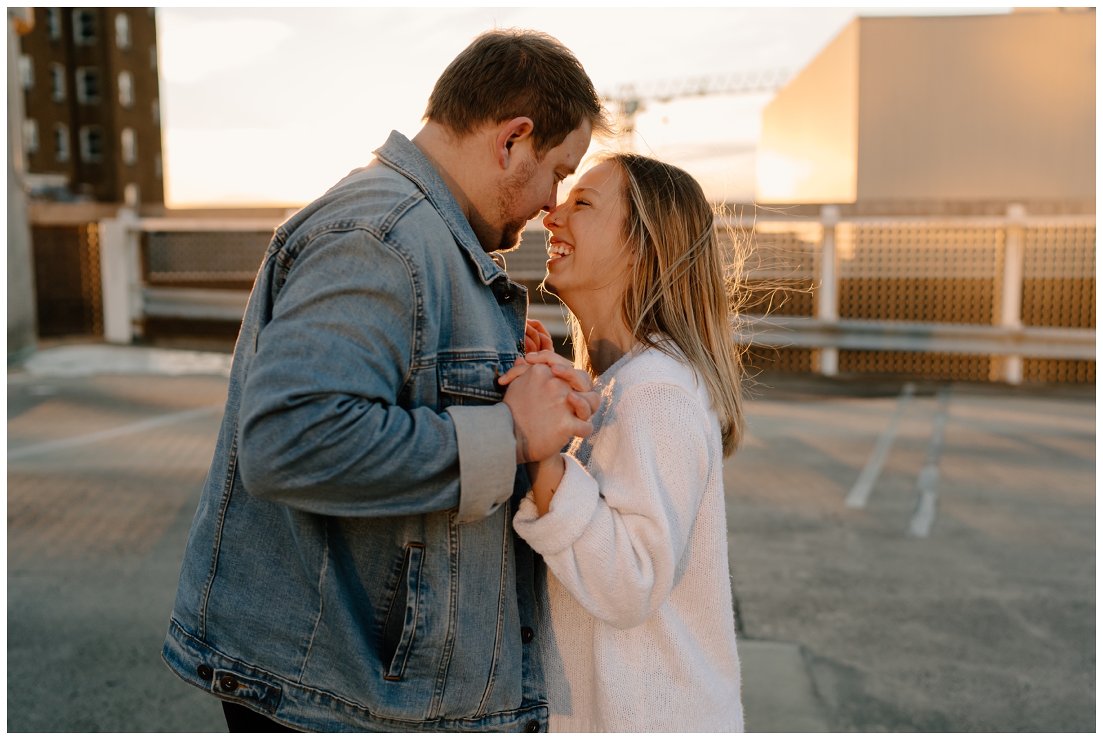Downtown Winston-Salem, NC engagement session in the winter
