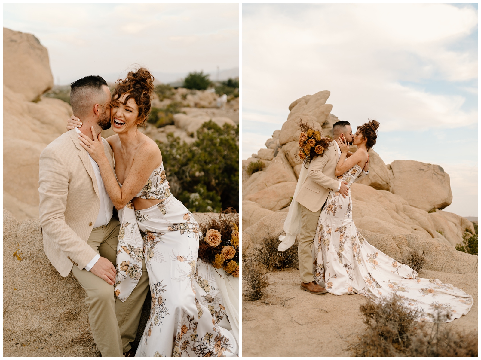 Fun and dramatic newlywed bridal portraits in Joshua Tree California by travel elopement photographer Kayli LaFon Photography