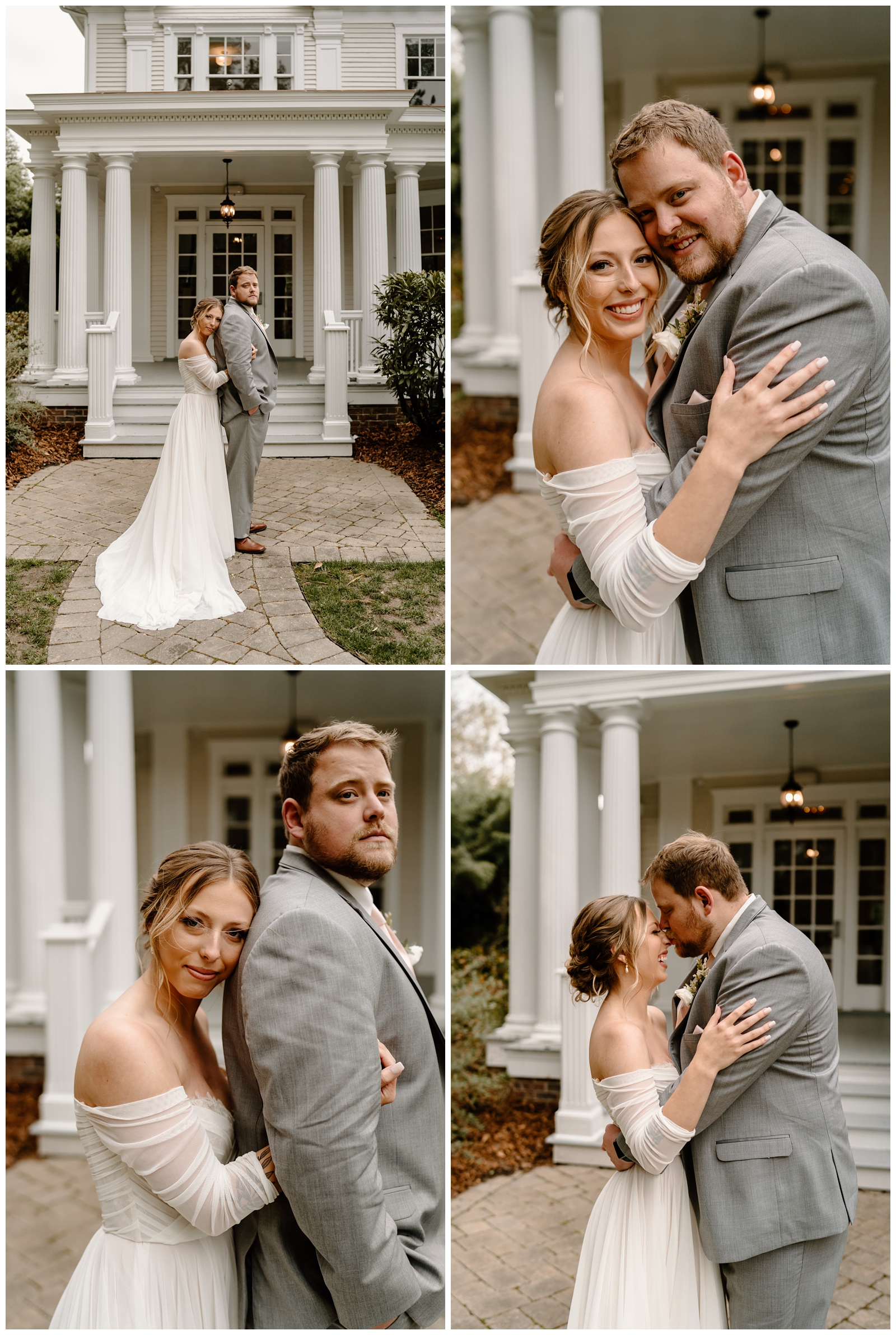 Sweet and intimate newlywed portraits in downtown Greensboro, NC at the McAlister-Leftwich House by Raleigh and Charlotte wedding photographer