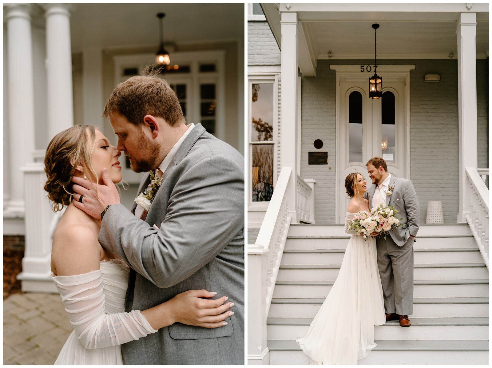 A romantic McAlister-Leftwich House wedding bride and groom by Greensboro, NC photographer