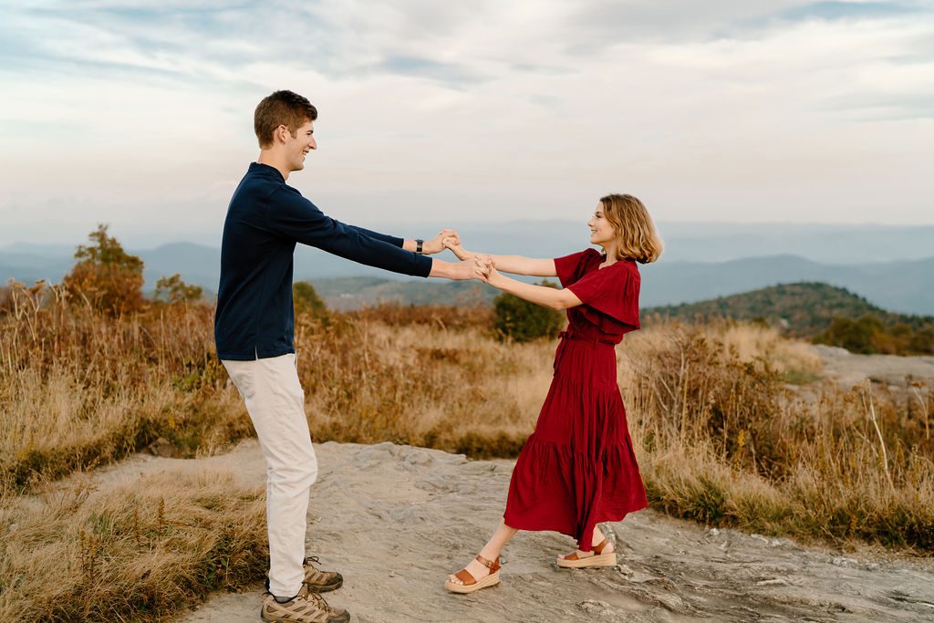 Adventure Couples Session with dreamy backdrops and mountain views in Asheville