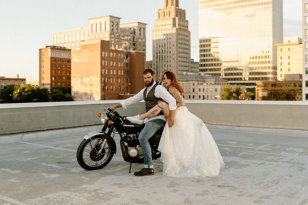 An Edgy, Fun & Unique Elopement With Motorcycle