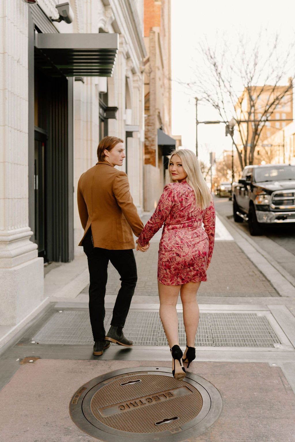 fun couple during photo session in city of north carolina
