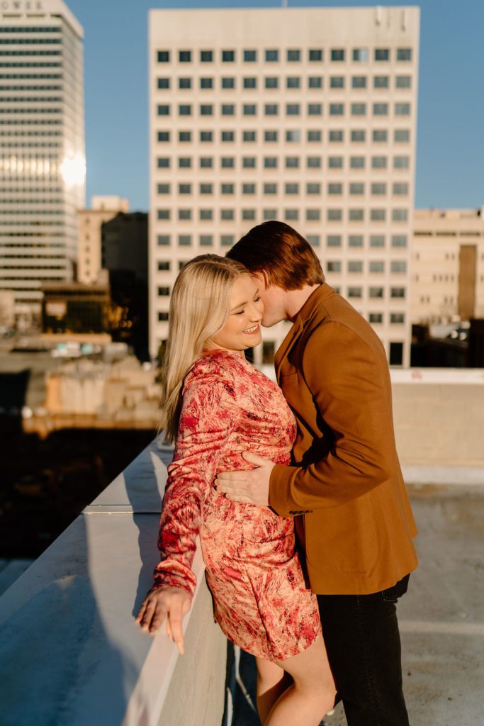 fun couple during photo session in city of north carolina