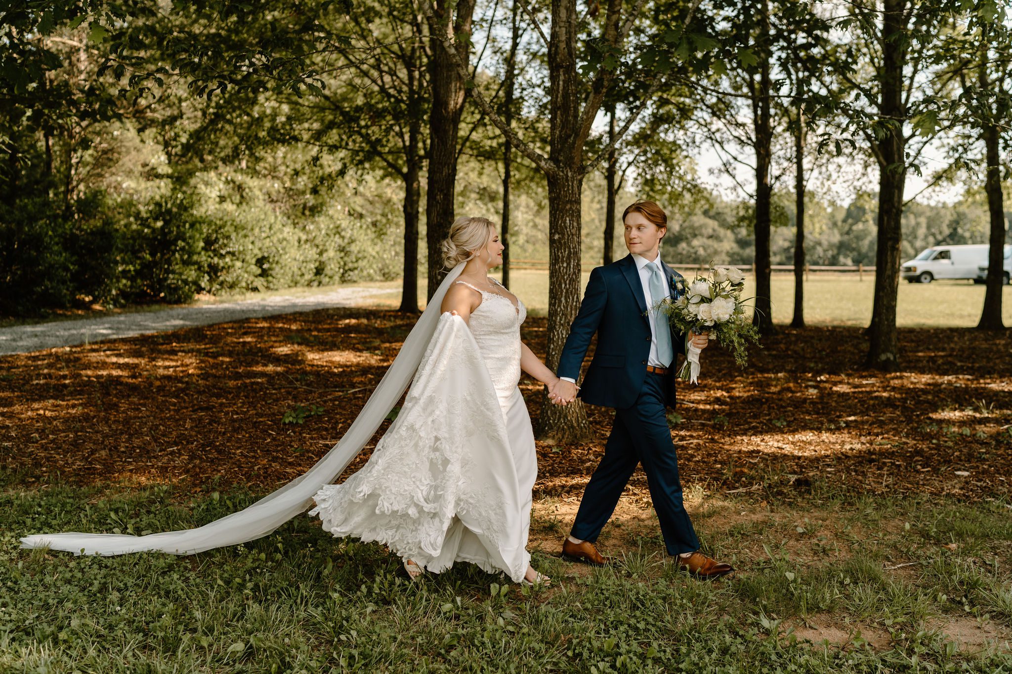 North Carolina bride and groom photos with beautiful backdrops and dreamy decor
