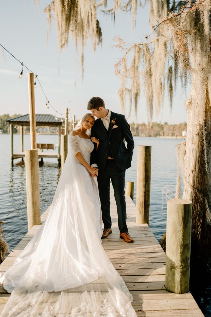 Bride and groom portraits for wedding at Amelia Grove in New Bern, North Carolina 