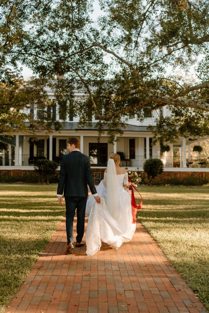 Bride and groom portraits for wedding at Amelia Grove in New Bern, North Carolina 
