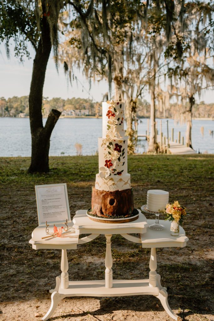 Unique wedding cake at Amelia Grove in New Bern, North Carolina