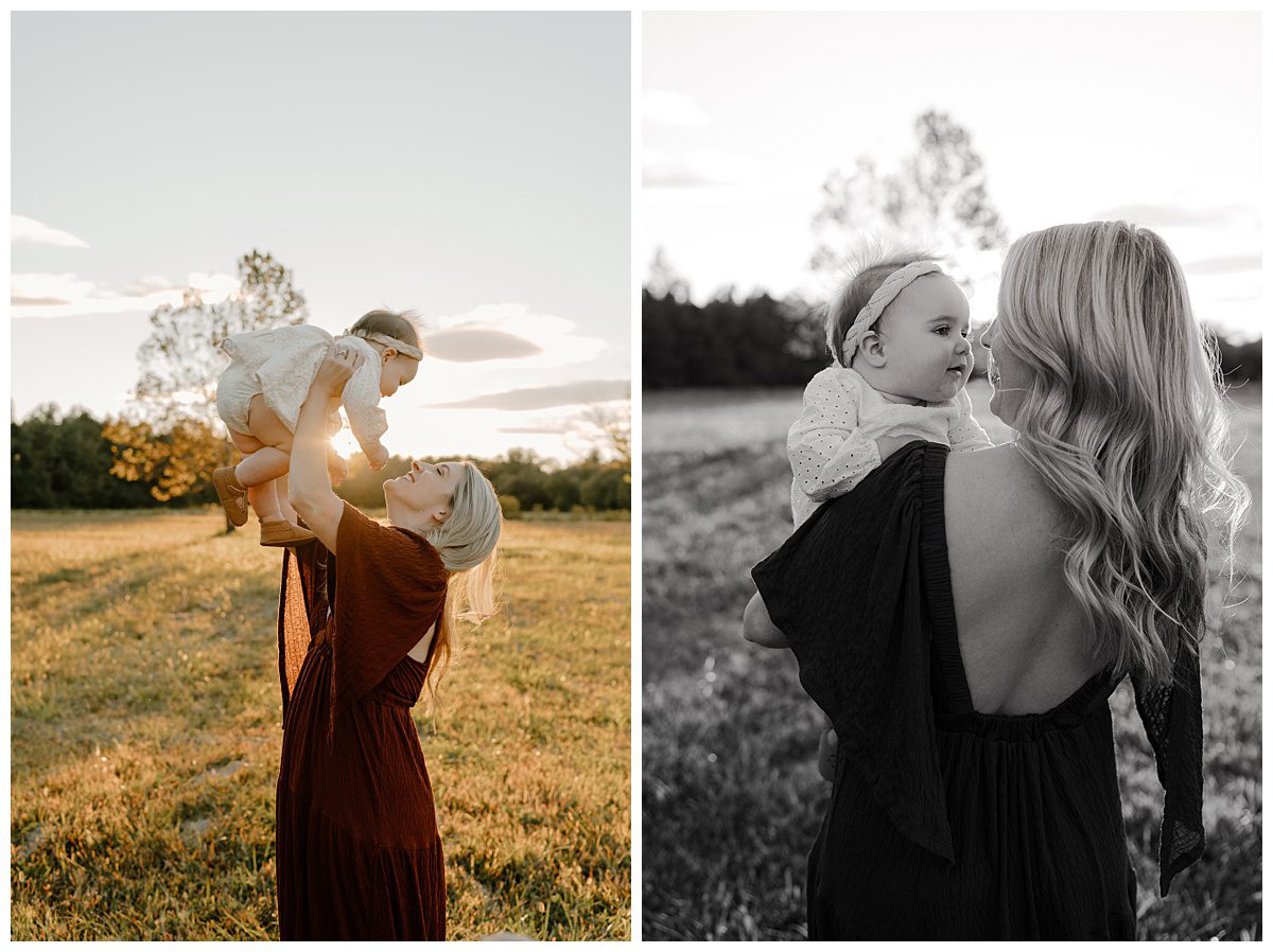 dreamy sunset golden hour family portraits, mommy and me photos, Greensboro NC photographer