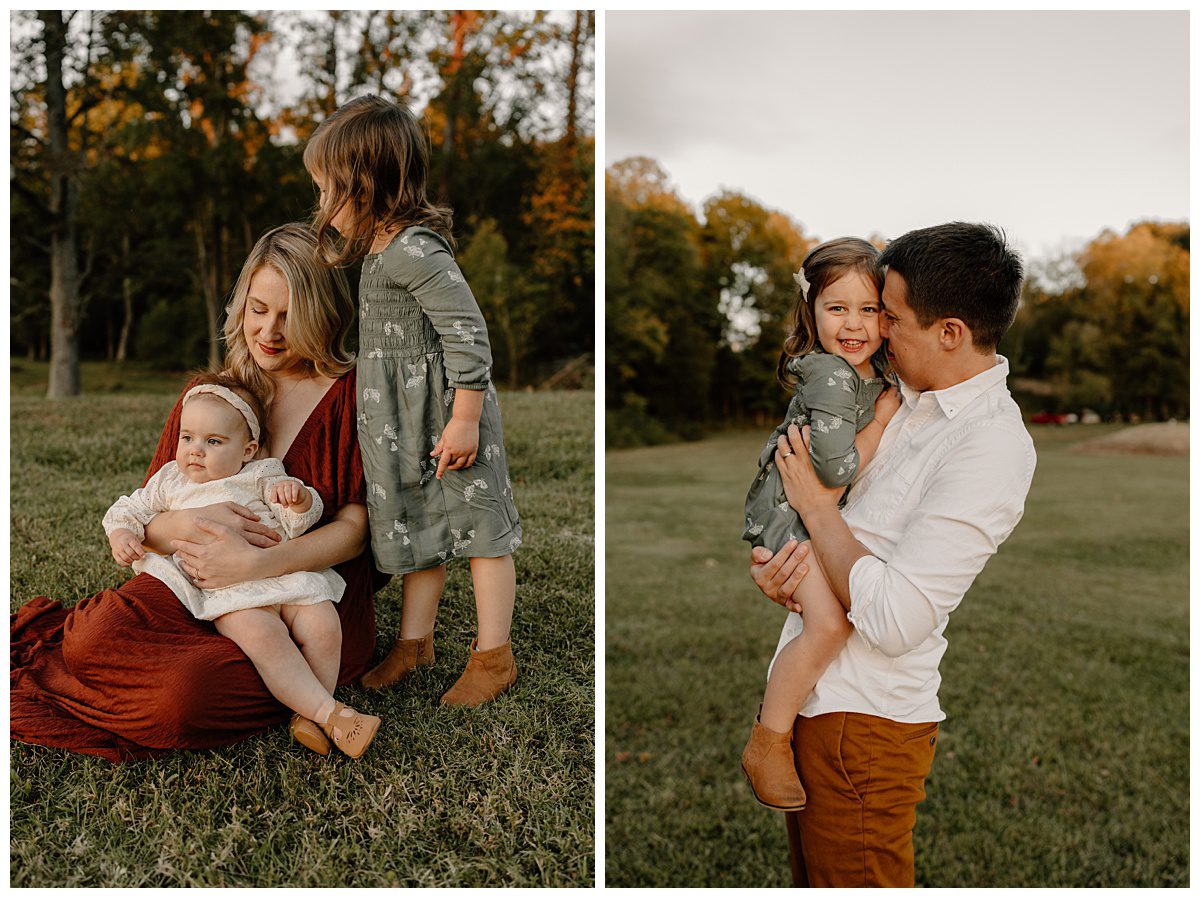 Sweet and romantic family photos at sunset & blue hour in North Carolina