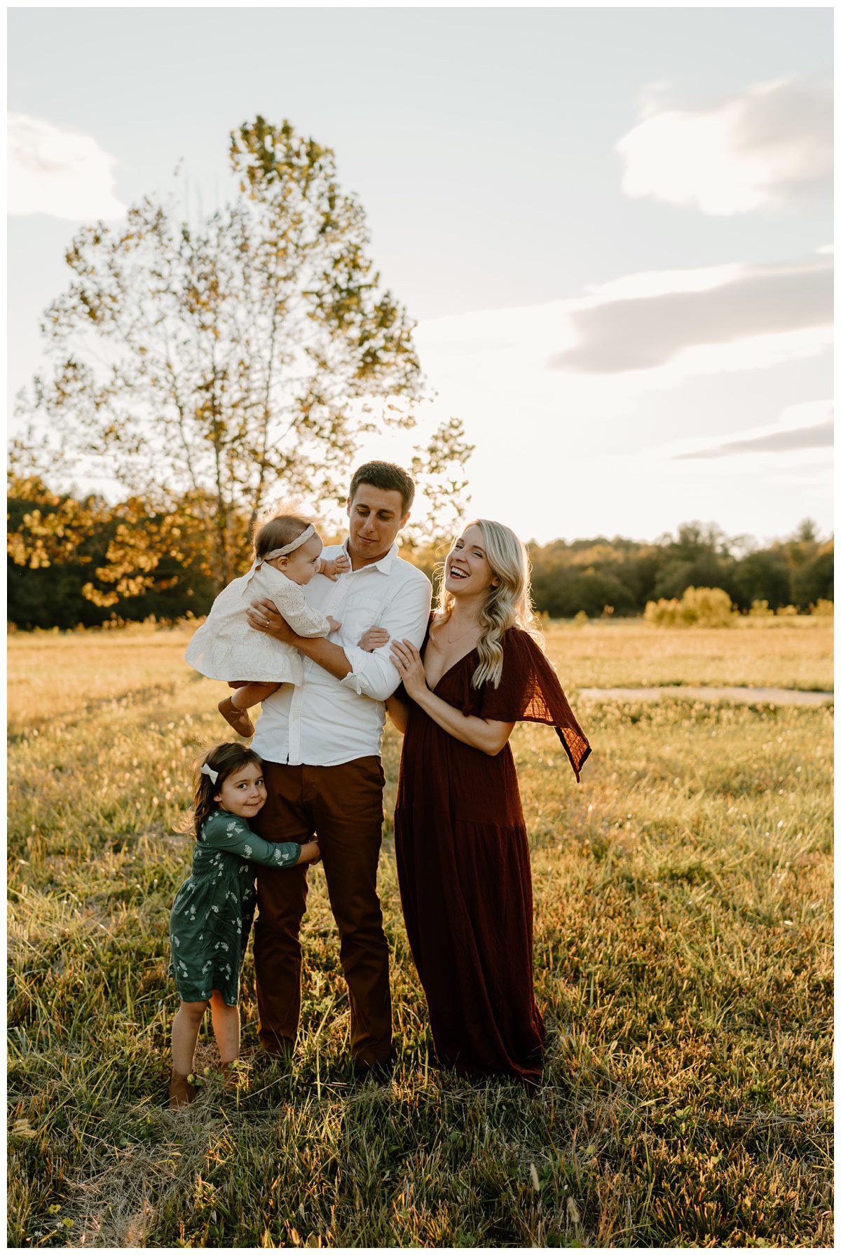 Glowy golden hour family portraits by Greensboro, NC photographer