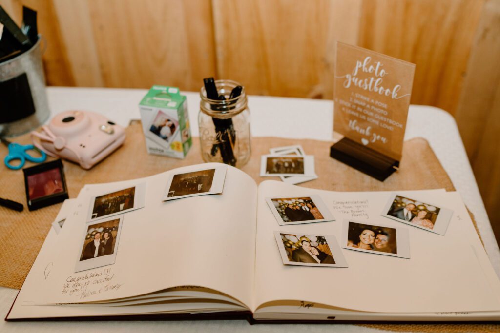Wedding guestbook with polaroid pictures