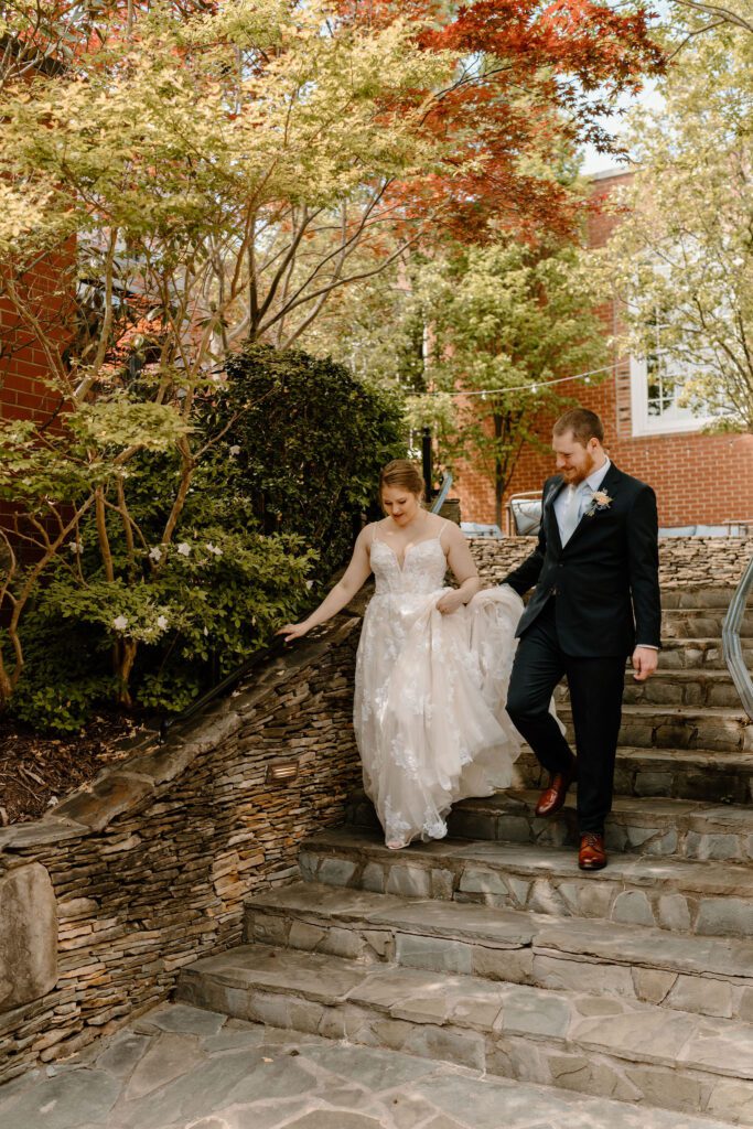 Bride and groom portraits from spring wedding at Revolution Mills captured by Kayli Lafon - North Carolina wedding photographer